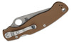 Spyderco Military 2 Sprint Run Compression Lock Folding Knife 4" CPM-15V Stonewashed Plain Blade, Brown G10 Handles