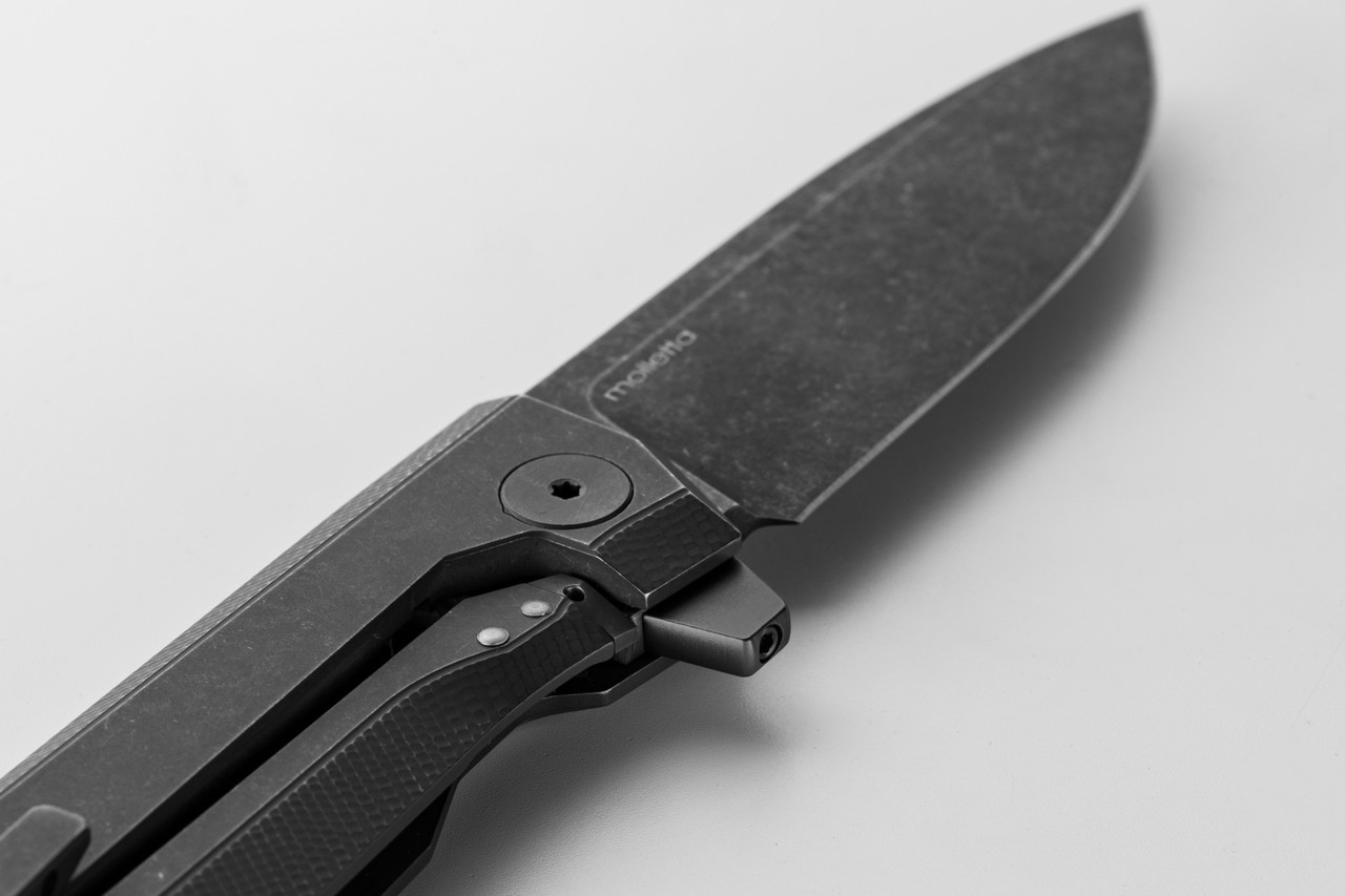 LIONSTEEL Myto: hi-tech EDC folding knife for all everyday activities - Full "Old Black" titanium 