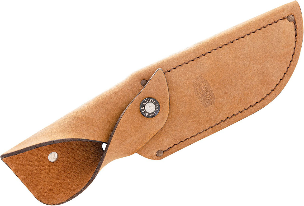 Buck 401 Legacy Collection Kalinga Skinner Fixed Blade Knife 4.75" S35VN Plain Blade, Brown Burlap Micarta Handles, Distressed Leather Sheath - Limited Edition (0401BRSLE)