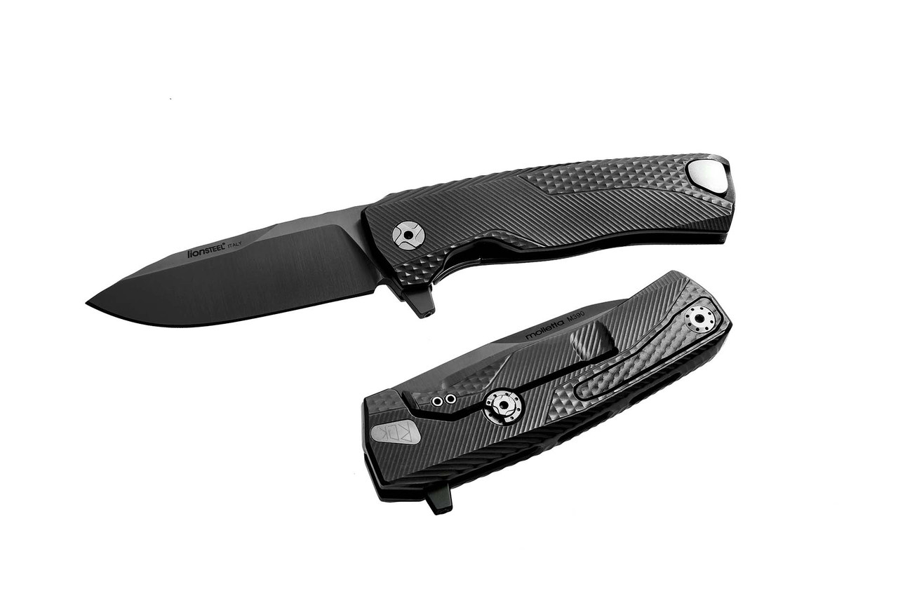 LionSTEEL ROK Aluminum: the foldable E.D.C. knife with aluminium hand and SOLID® knife technology - Black handle black blade 