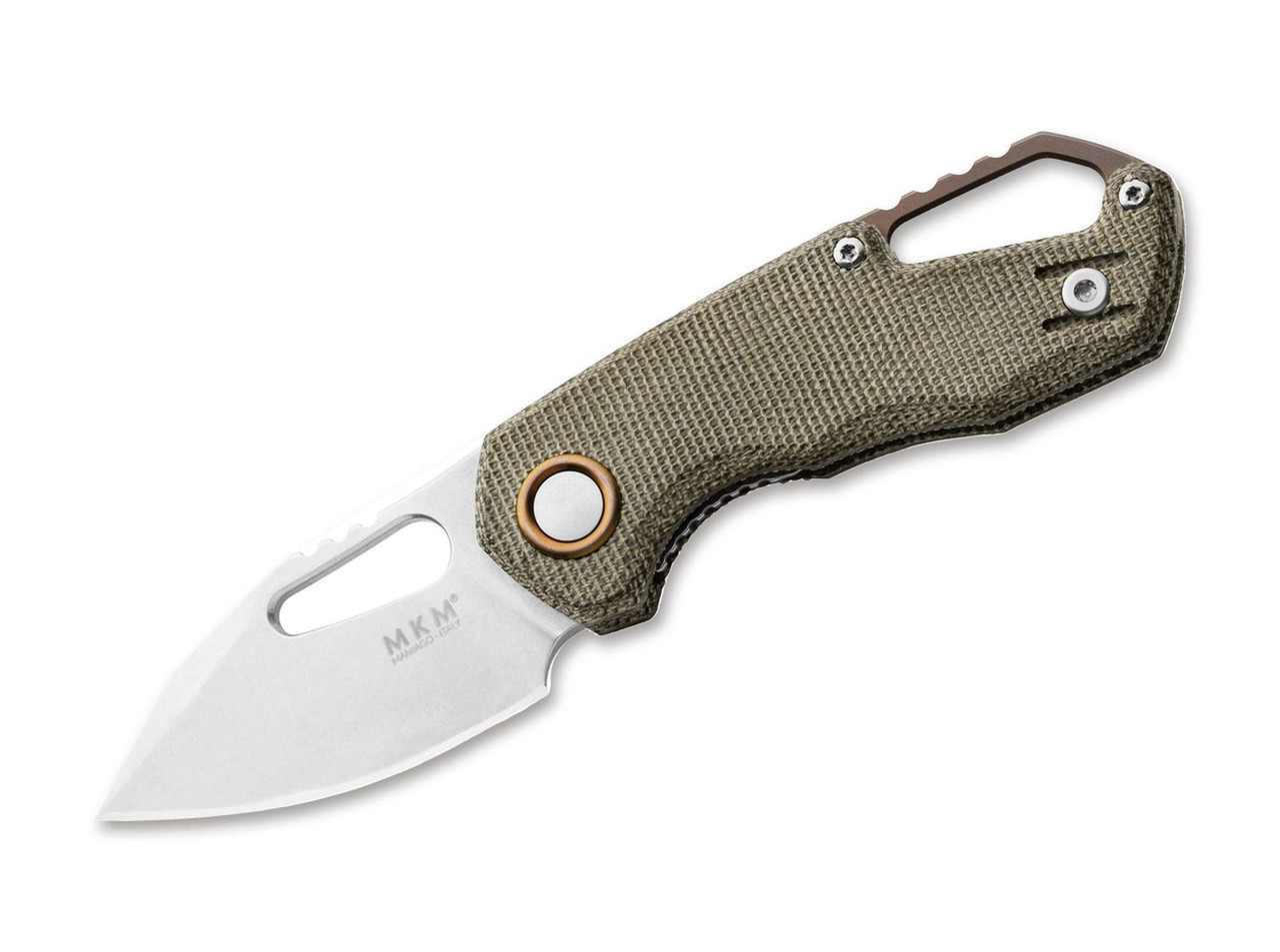 MKM Isonzo M390 Clip Point Micarta Green.  M390 Steel.