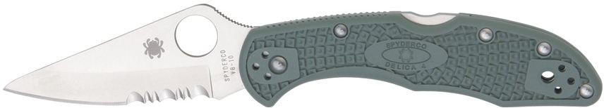 Spyderco Delica 4. Part Serrated. Foilage Green.