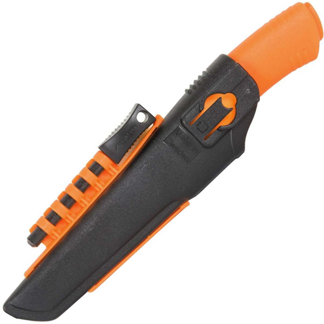 Mora Bushcraft Survival Knife with Firesteel and Sharpener 12051 - Hi-Vis Orange