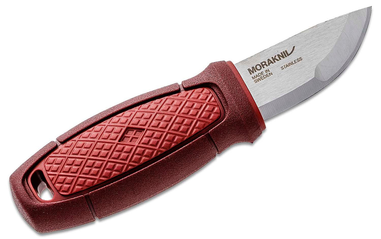 Morakniv Eldris Pocket-Size Neck Knife Kit Fixed 2.2" 12C27 Blade, Fire Starter, Paracord, Red Polypropylene Handle (12630)
