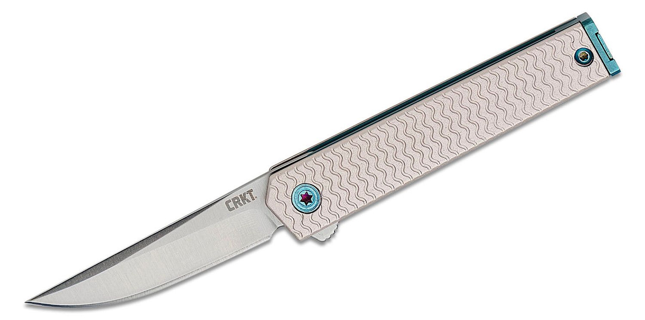 CRKT 7081 Richard Rogers CEO Microflipper Knife 2.36" 12C27 Satin Plain Blade, Textured Aluminum Handles