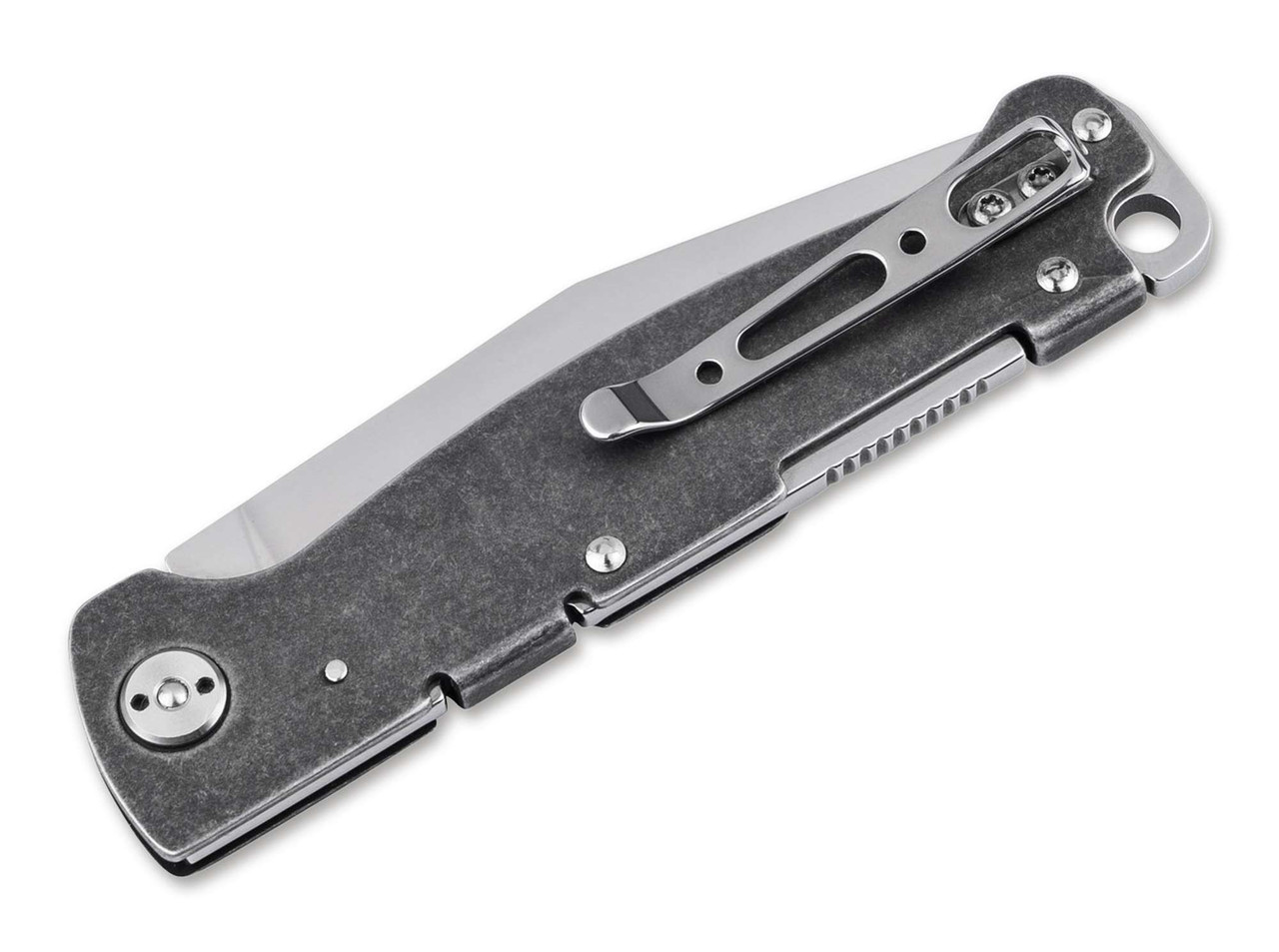 Boker Plus Atlas Backlock Clippoint.  Stonewash BO866