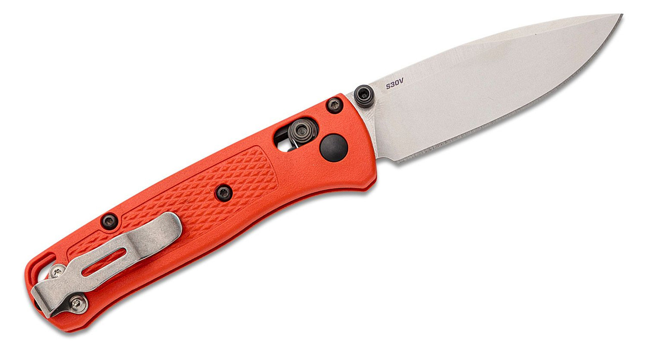 Benchmade 533-04 Limited Mini Bugout AXIS Folding Knife 2.82" S30V Satin Plain Blade, Mesa Red Grivory Handles