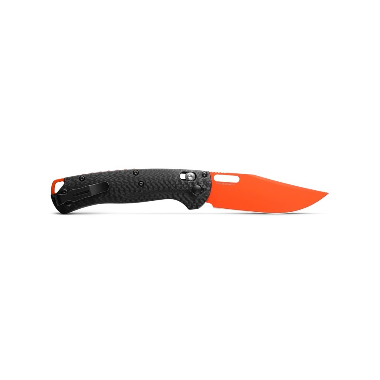 Benchmade 15535OR-01 Taggedout Axis Folding Knife. New Orange Cerakote CPM-MagnaCut Blade, Carbon Fibre Scales