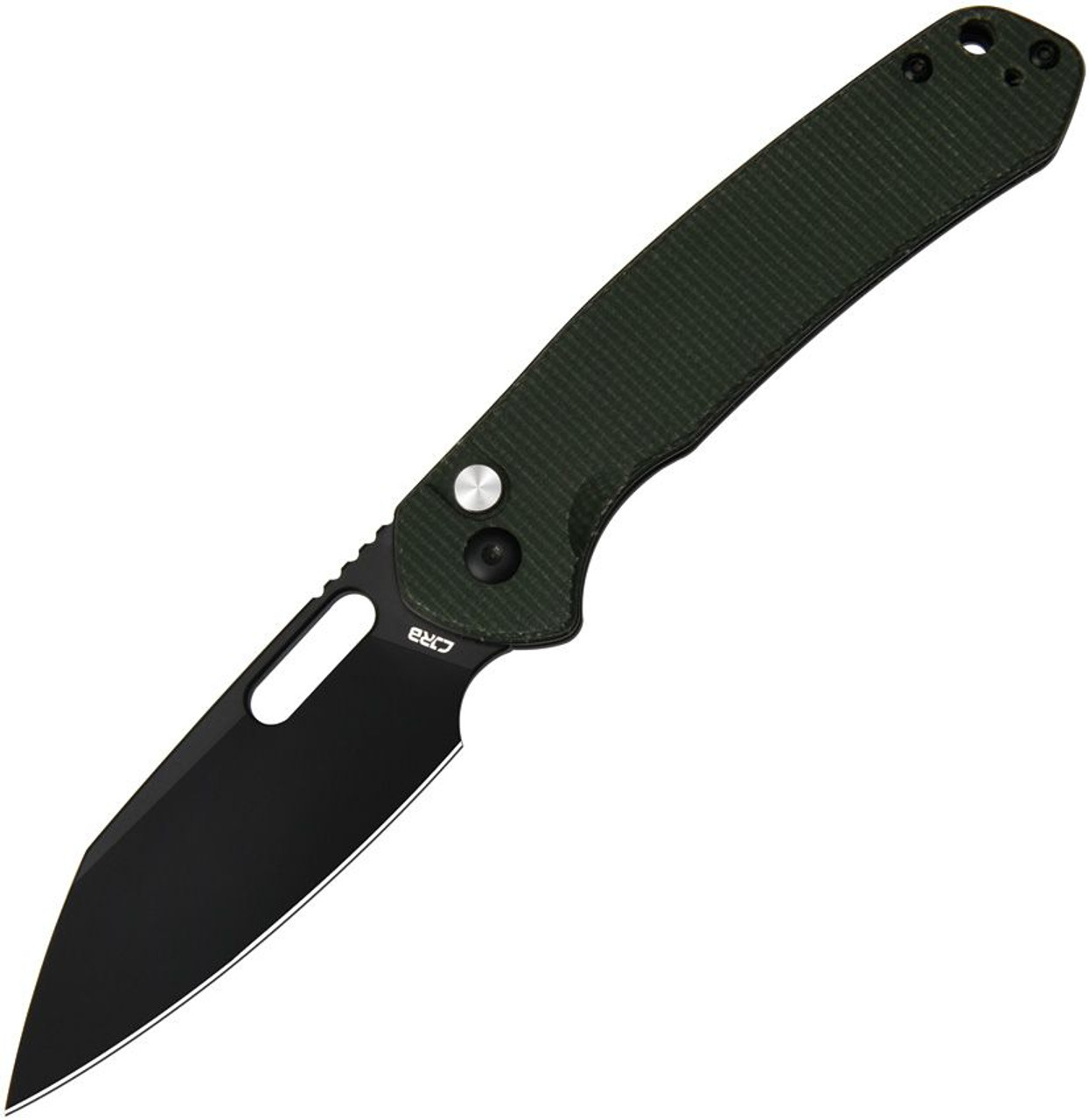 CJRB Pyrite Button Lock Green Micarta