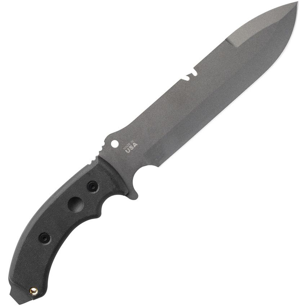 TOPS  Tahoma Field Knife - BLACK - Unsharpened top edge.