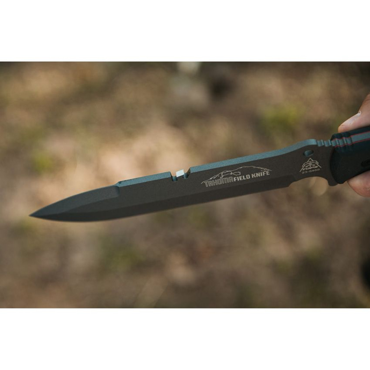 TOPS  Tahoma Field Knife - BLACK - Unsharpened top edge.