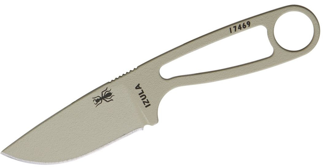 ESEE Knives IZULA-DT-KIT Neck Knife Fixed 2.875" 1095 Carbon Blade, Desert Tan Powder Coat, Black Sheath, Complete Survival Kit