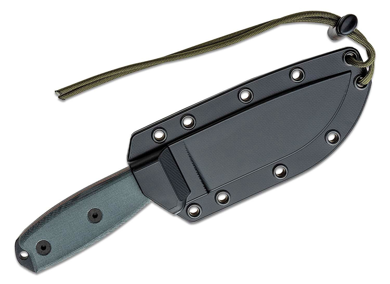  ESEE Knives ESEE-4P 4.5" 1095 Black Plain Blade, Canvas Micarta Handles, Black Sheath, Clip Plate (ESEE-4P)