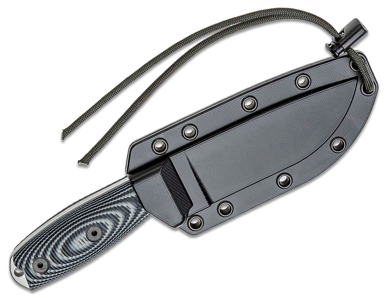  ESEE Knives ESEE-4P35V-002 S35VN Stainless Plain Edge, 3D Machined Gray/Black G10 Handles, Black Sheath, Clip Plate