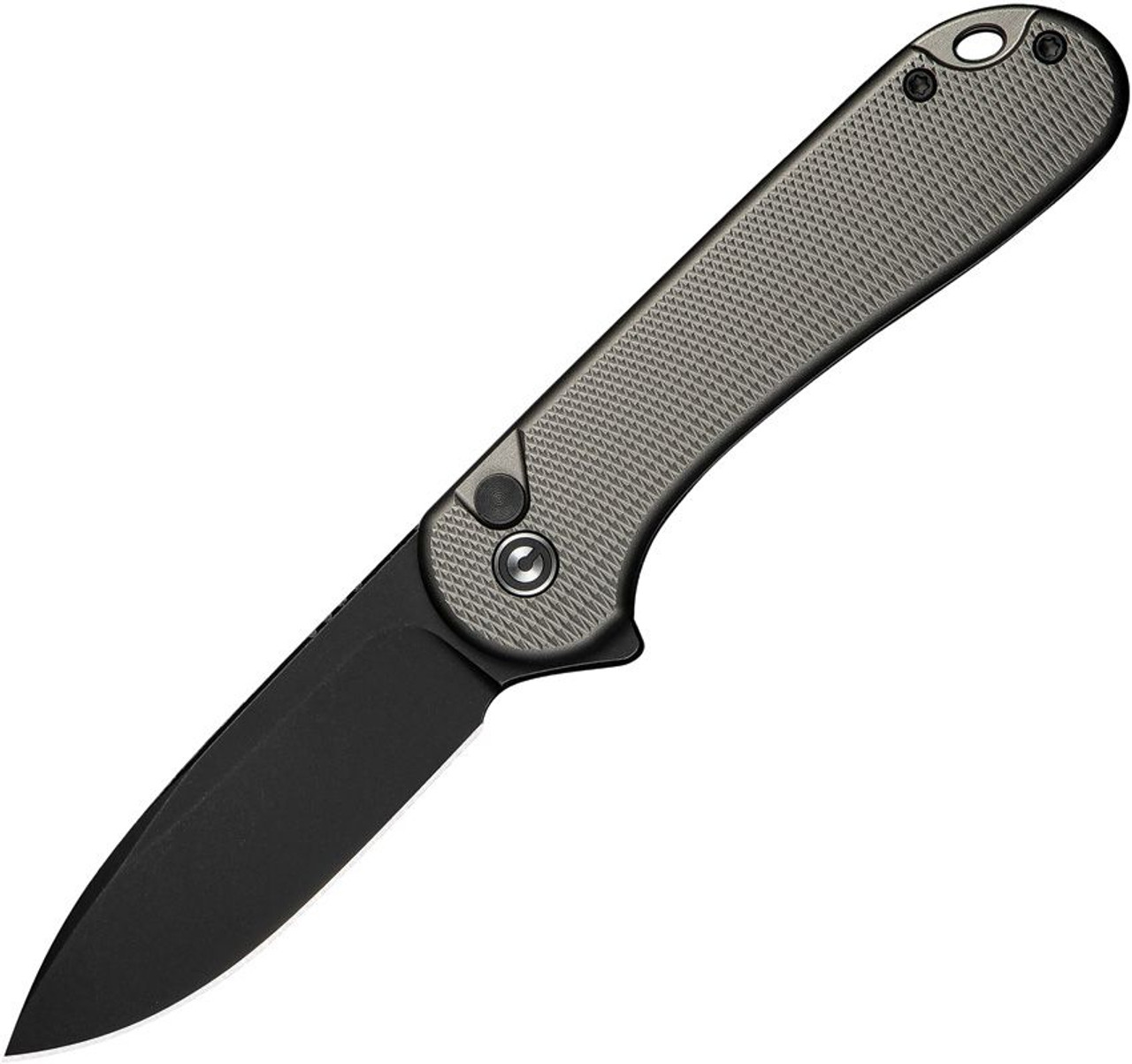 Civivi Elementum II Button Lock. Nitro-V Black Stonewashed Drop Point Blade, Gray Diamond Pattern Aluminum Handles - C18062PD1