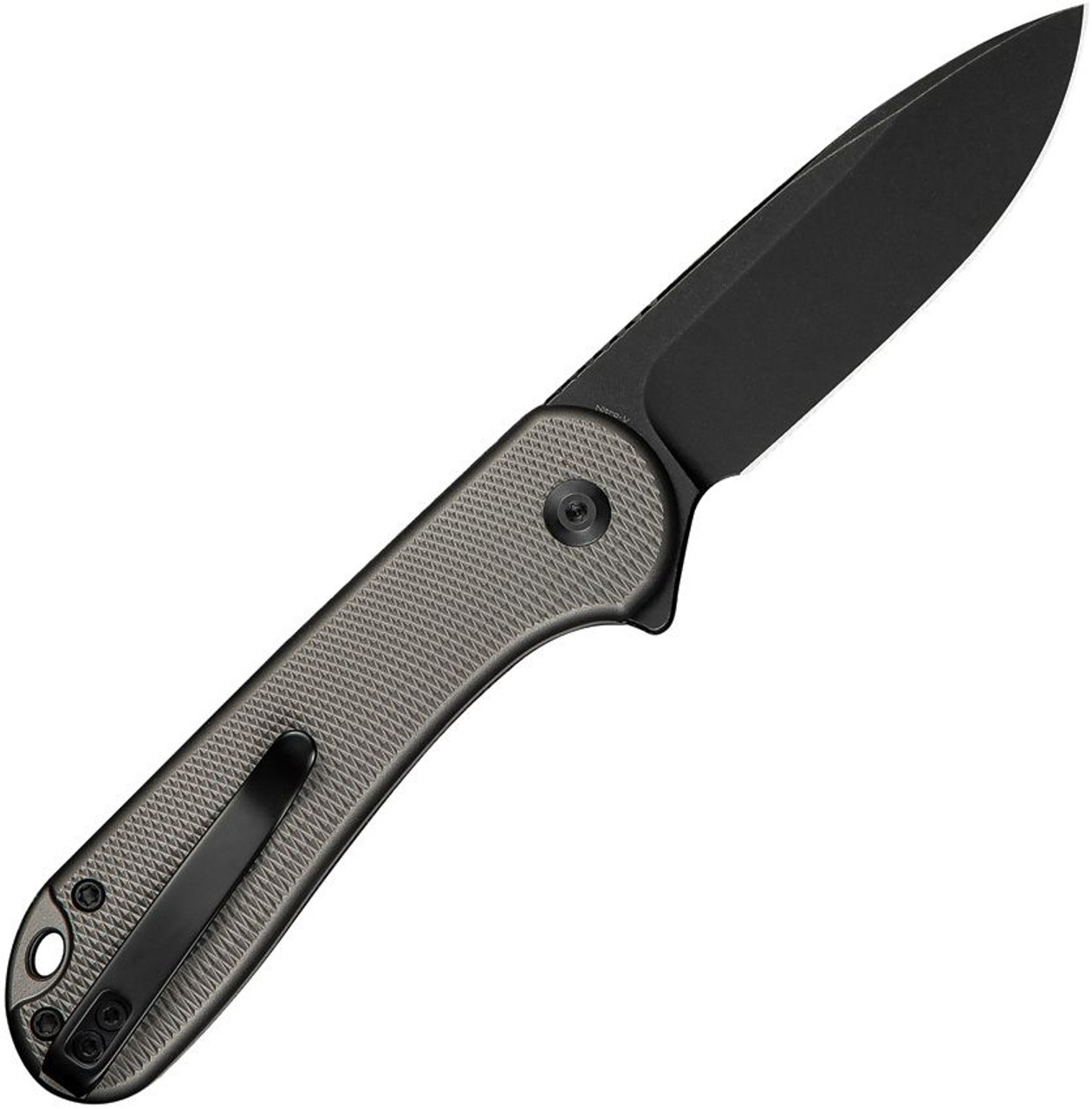 Civivi Elementum II Button Lock. Nitro-V Black Stonewashed Drop Point Blade, Gray Diamond Pattern Aluminum Handles - C18062PD1