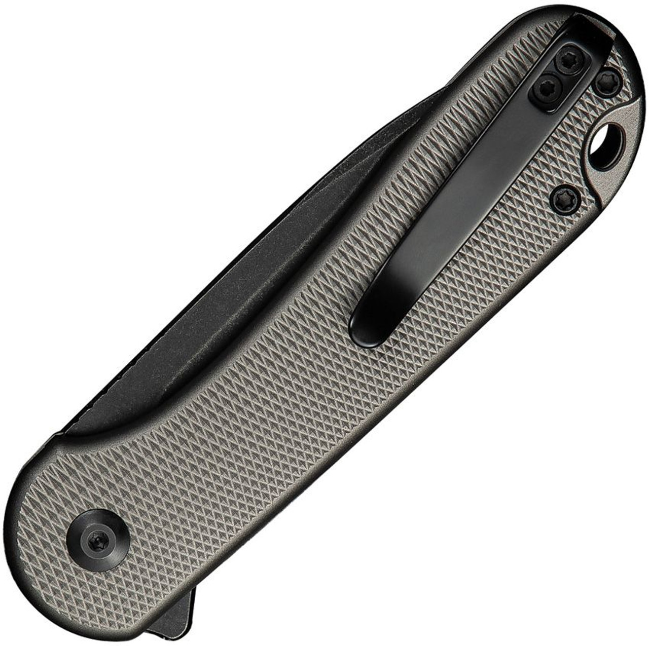 Civivi Elementum II Button Lock. Nitro-V Black Stonewashed Drop Point Blade, Gray Diamond Pattern Aluminum Handles - C18062PD1