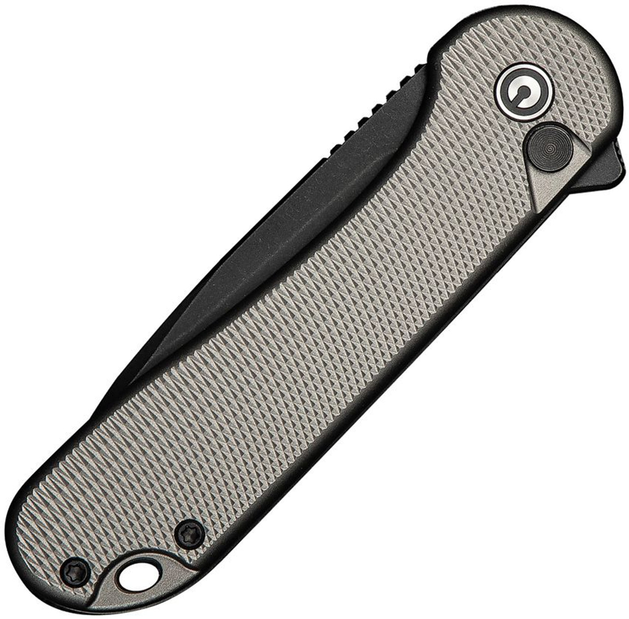 Civivi Elementum II Button Lock. Nitro-V Black Stonewashed Drop Point Blade, Gray Diamond Pattern Aluminum Handles - C18062PD1