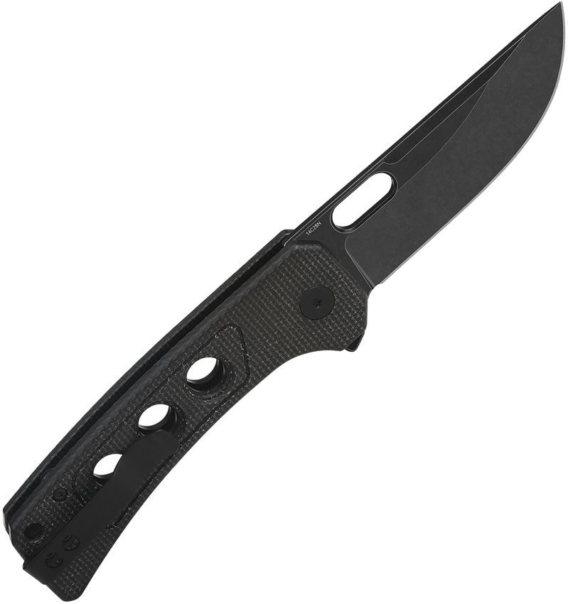 QSP Knife Unicorn Button Lock Dark Brown Micarta