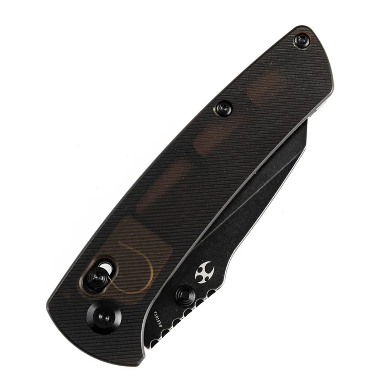 KANSEPT Main Street. Thumb Studs. Crossbar Lock Knife. Light Brown Acrylic Handle. (3.36'' 154CM Blade) Dirk Pinkerton Design - T1015V8
