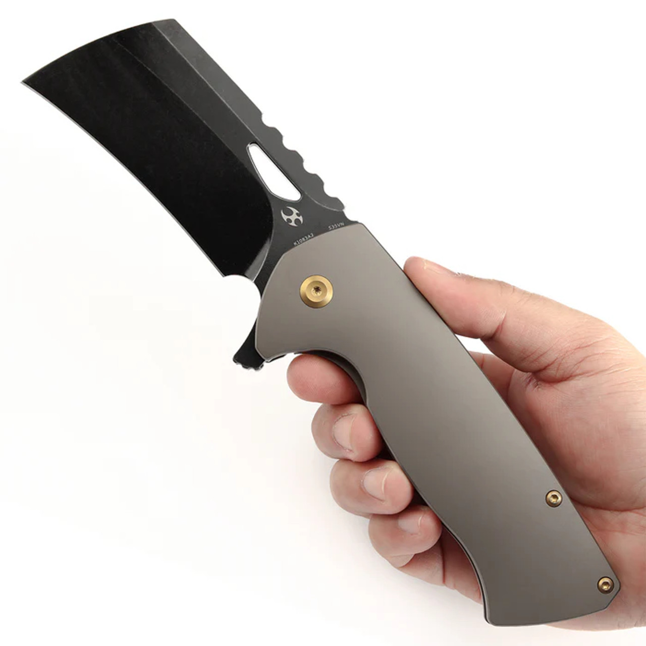 KANSEPT Leviathan Flipper Bronze Anodized Titanium Handle (3.9''CPM S35VN Blade ) Warhawk Knives Design - K1083A2