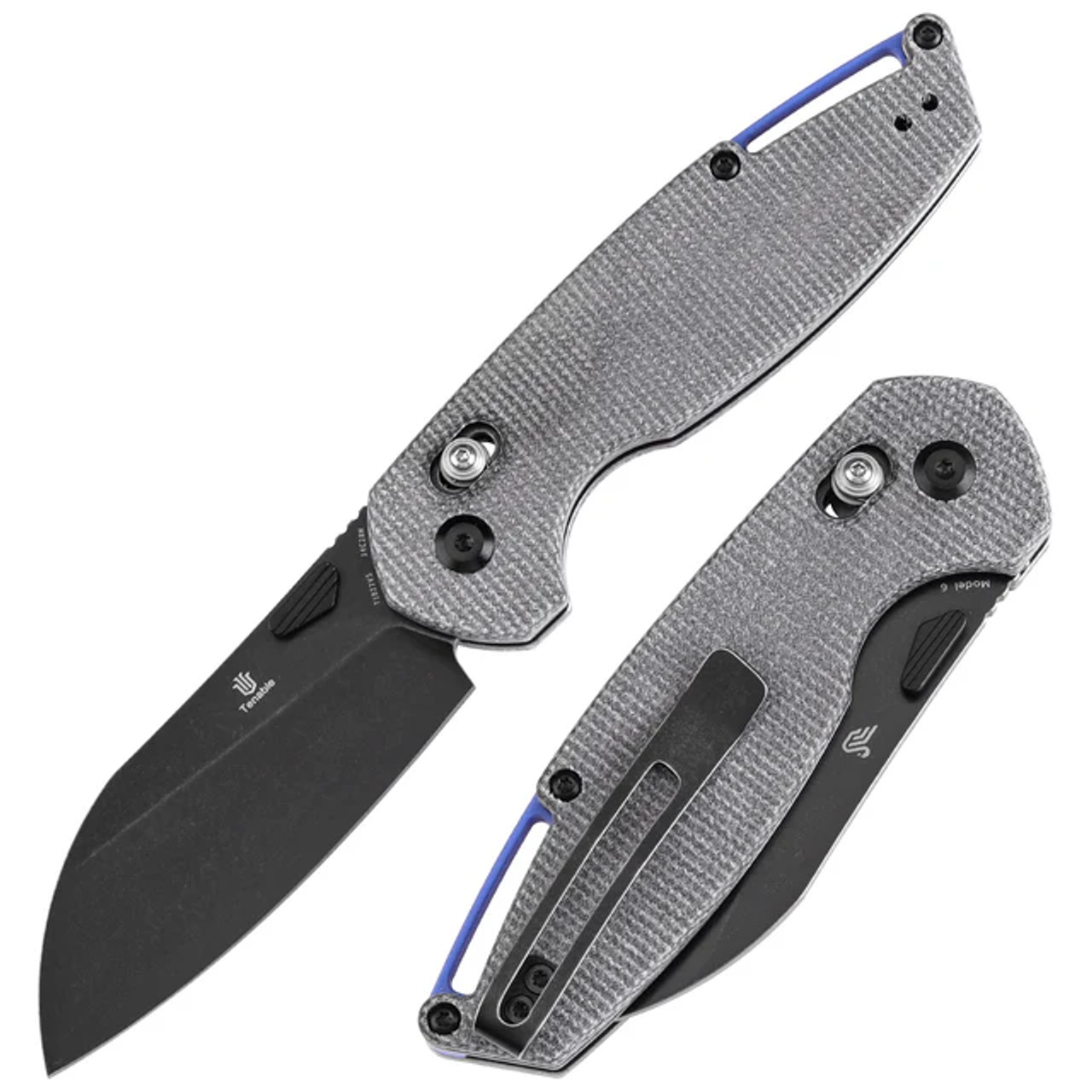 Tenable Model 6 Cross Bar Lock Black Micarta Handle (3.1" Blackwash 14C28N Blade) Nick Swan Design - T1022V5