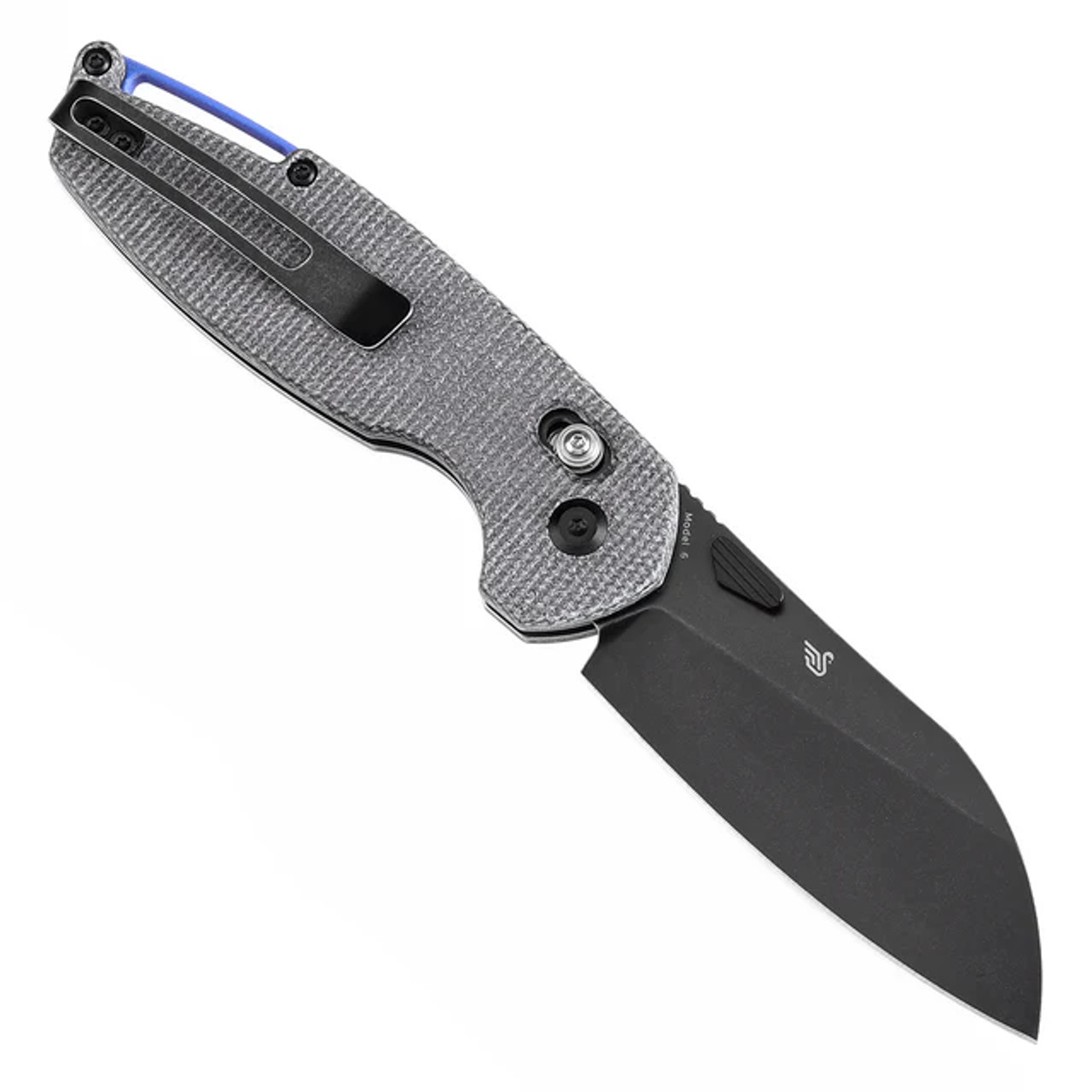 Tenable Model 6 Cross Bar Lock Black Micarta Handle (3.1" Blackwash 14C28N Blade) Nick Swan Design - T1022V5