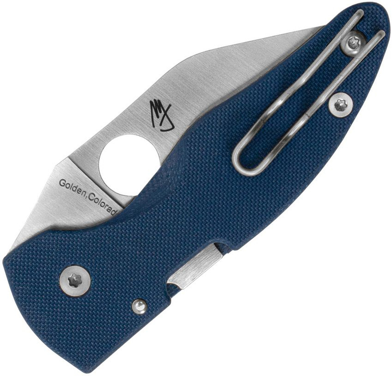 Spyderco MicroJimbo Compression Lock.  CPM SPY27 steel blade. Blue G10 handle.