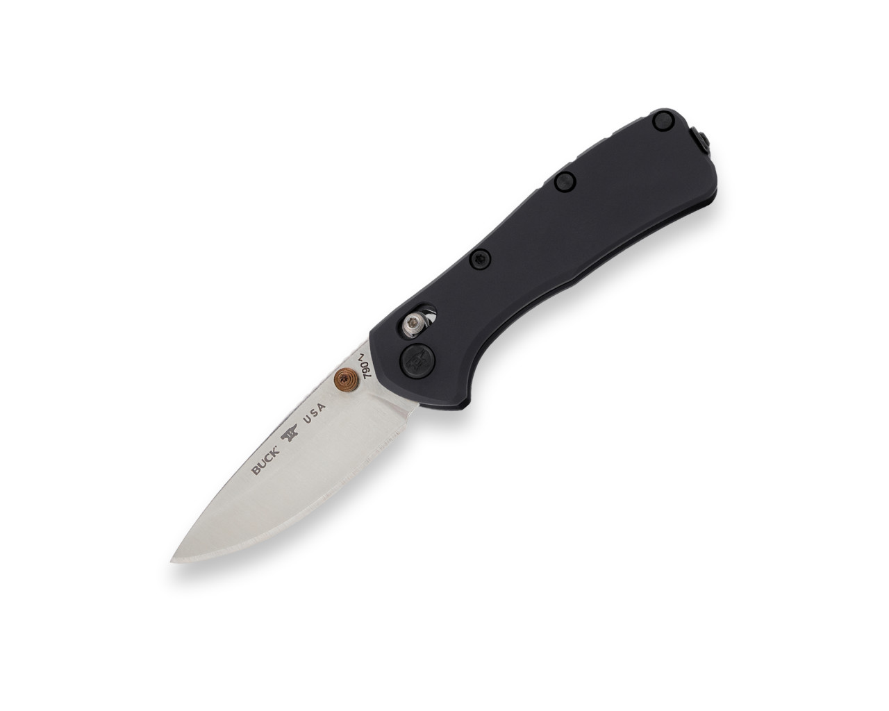 Buck 0790BKS Mini Range Elite Crossbar Lock Folding Knife 2.625" CPM-MagnaCut Satin Drop Point Blade, Black Aluminum Handles
