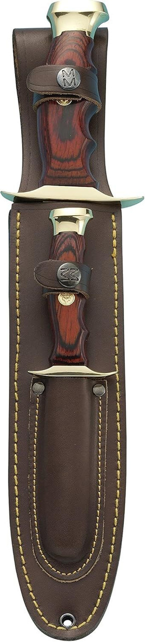 Muela Knives MUELA BW-22P Coral Pakkawood Handle Hunting Knife Set with Leather Piggyback Sheath "Duetto" or Kangaroo Set