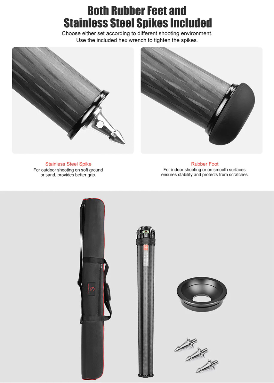 SUNWAYFOTO T4020CMLI Inverted Leg Carbon Fiber Heavy Duty Tripod PLUS IB-65 65mm heavy duty ball head. 40kg  +