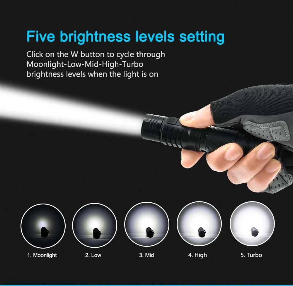 WUBEN TO40R 1200 Lumens High CRI Value Outdoor Torch incl rechargeable 2600mAh 18650 battery
