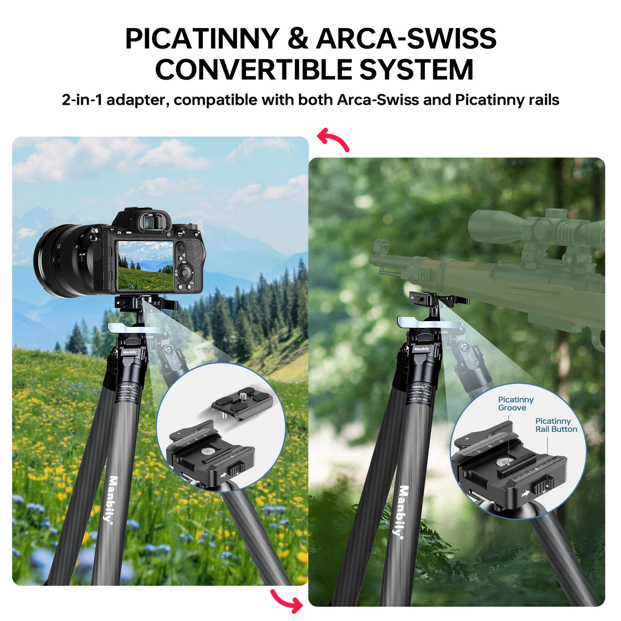 NEW - Manbily Hunting Tripod - Black.  QM-404C