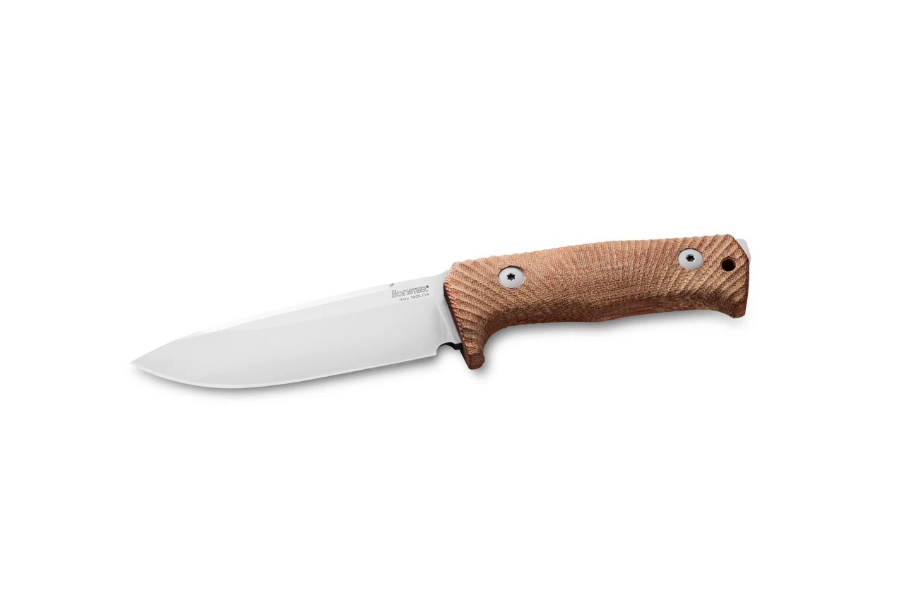 LionSTEEL T5: fixed blade tactical knife - Natural canvas, satin-finished blade