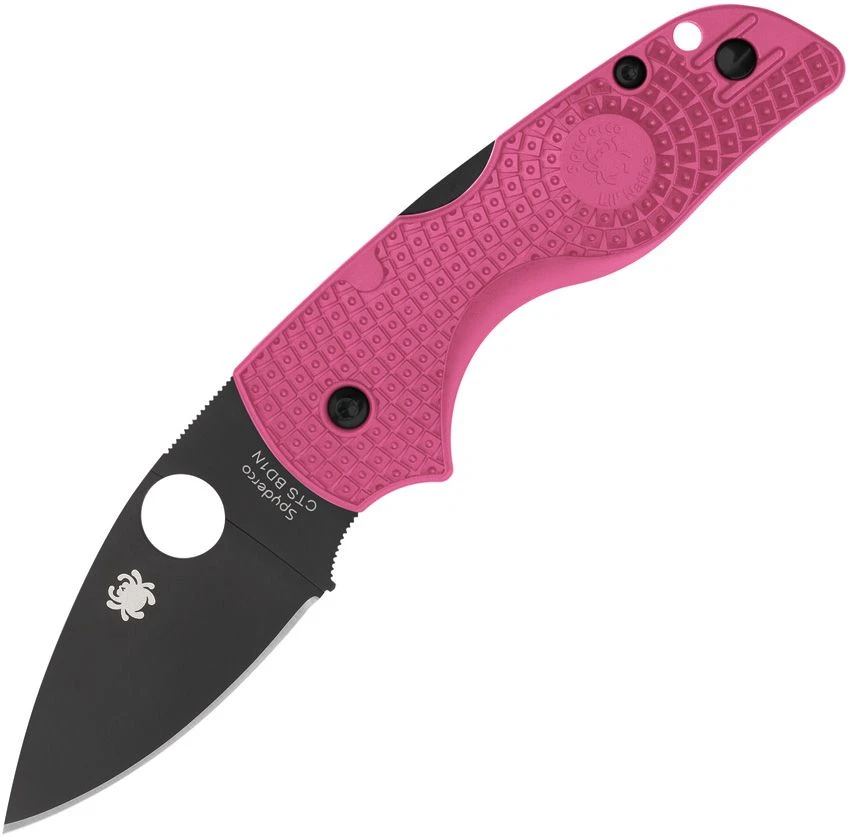 Spyderco Lil Native Lockback Pink FRN handle.  DLC coated CTS-BD1 stainless blade.