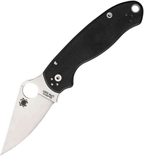 Spyderco Para 3 Plain. CPM S30V stainless clip point blade. Black textured G10 handle.