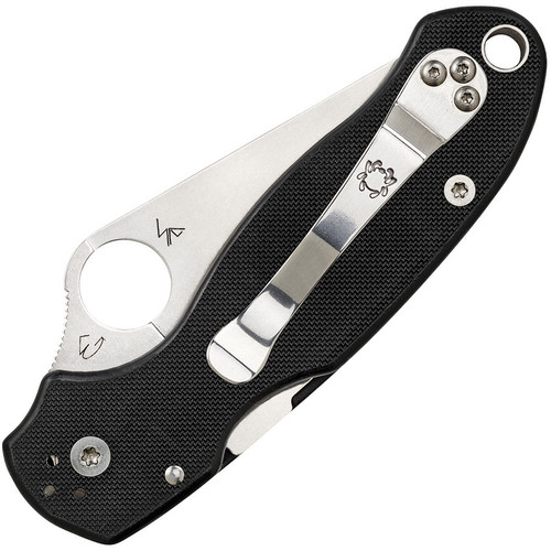 Spyderco Para 3 Plain. CPM S30V stainless clip point blade. Black textured G10 handle.