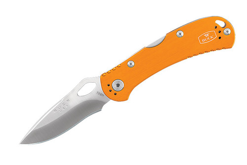 Buck 722 SpitFire Folding Knife 3.25" Satin Drop Point Blade, Orange Anodized Aluminum Handles