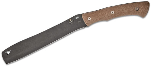 Buck Knives 108 Compadre Chopping Froe Fixed Blade Knife 9.5" Cerakote Cobalt, Natural Canvas Micarta Handles, Black Leather Sheath (BU108BRS)
