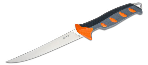 Buck 0144ORS Hookset Fresh Water Fillet Knife 6" 5Cr15MoV Blade, Orange Polypropylene and Rubber Overmold Handles, Plastic Sheath