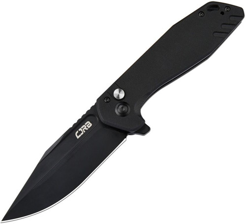 CJRB Riff Button Lock Black. Black PVD coated AR-RPM9 stainless blade. Black G10 handle.