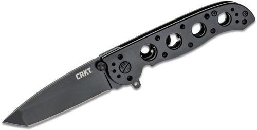 CRKT M16-02KS Kit Carson Frame Lock Flipper 3.057" 12C27 Black Tanto Blade, Black Stainless Steel Handles