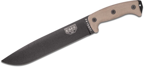 ESEE Knives Junglas Machete 10.38" Black Blade, Tan Micarta Handles, Kydex Sheath - JUNGLAS-E