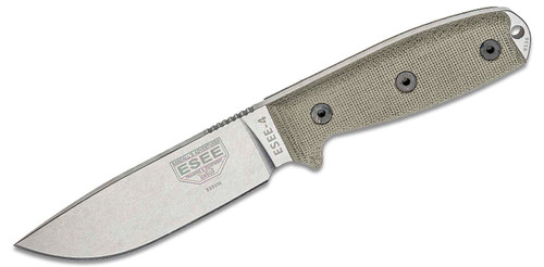  ESEE Knives ESEE-4P35V S35VN Stainless Plain Edge, Canvas Micarta Handles, Black Sheath, Clip Plate