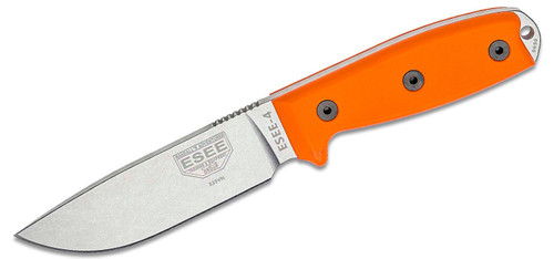  ESEE Knives ESEE-4P35V-OR S35VN Stainless Plain Edge, Orange G10 Handles, Black Sheath, Clip Plate