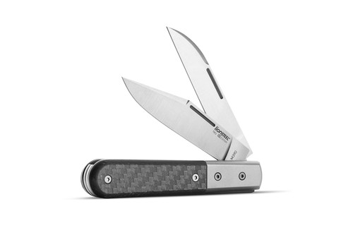 LionSTEEL Barlow - Blade style: Warhorse - Blade steel: M390 sintered steel - Bolster: Grey titanium - Handle: Carbon fibre