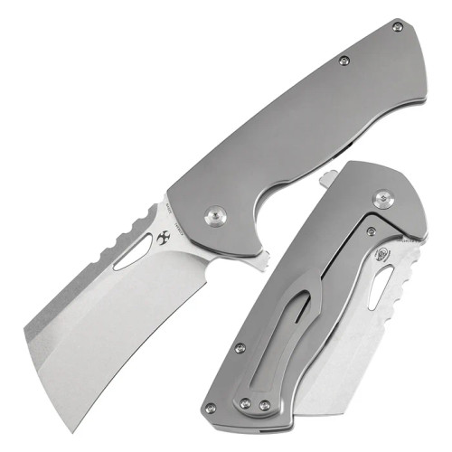 KANSEPT Leviathan Flipper Bead Blasted Titanium Handle (3.9''CPM S35VN Blade ) Warhawk Knives Design - K1083A1