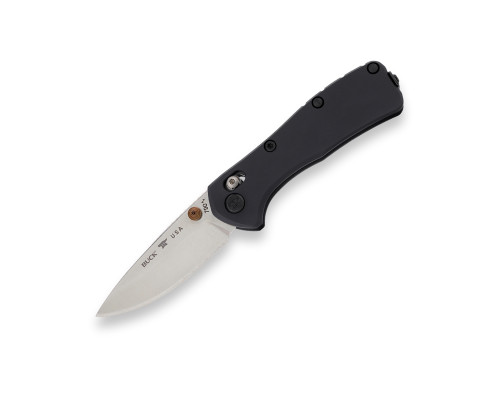 Buck 0790BKS Mini Range Elite Crossbar Lock Folding Knife 2.625" CPM-MagnaCut Satin Drop Point Blade, Black Aluminum Handles