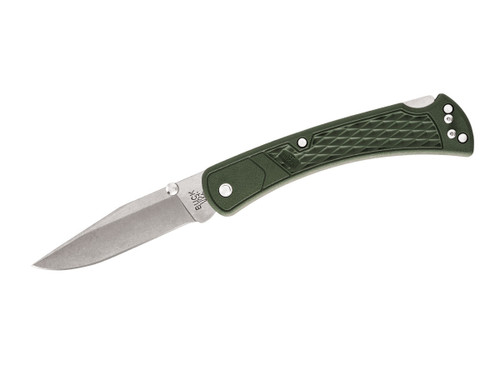 Buck 110 Slim Select Folding Hunter 3.75" Plain Blade, OD GREEN GFN Handles, Deep Carry Pocket Clip, Lockback