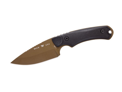 Buck 664 Alpha Hunter Backcountry Fixed Blade Knife 3.625" 420HC Bronze Cerakote Drop Point, Black VeraFlex Rubber Handles, Kydex Sheath